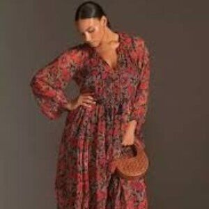 Anthro Marais Maxi Chiffon Dress